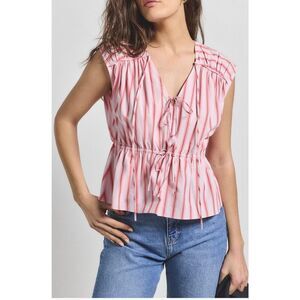 Derek Lam 10 Crosby Women’s Caroline Striped Tie Top Size Medium, NWT
